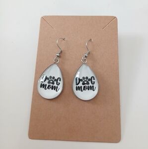 Fashion Jewelry Black and White Dog Mom Earrings